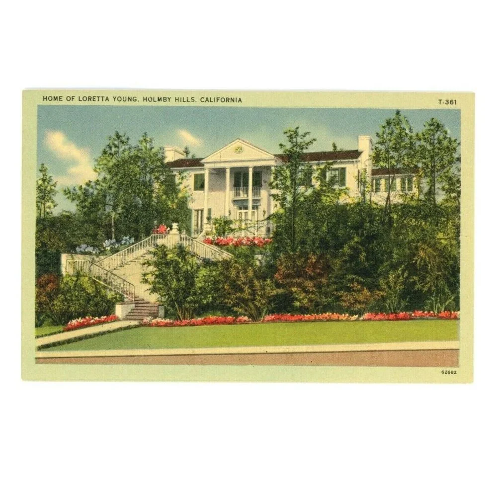 Vintage Postcard Los Angeles California Holmby Hills Loretta Young Home‎ USA